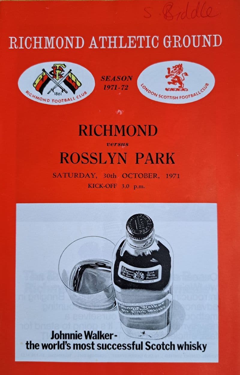Richmond v Rosslyn Park (1971, Oct 30th)
