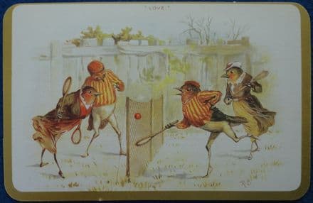 Robins Playing Tennis Card (Unused)