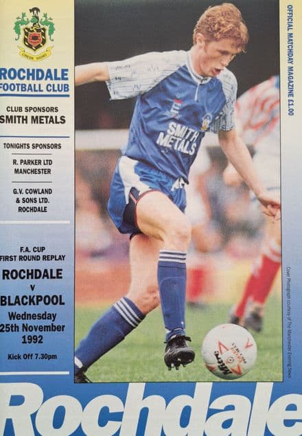 Rochdale v Blackpool, FA Cup Replay (1992, Nov 25th)