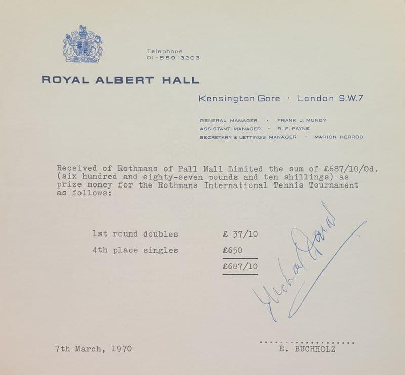 Rothmans International Butch Buchholz Signature (1970, Mar)