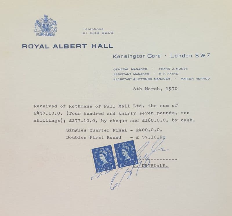 Rothmans International Cliff Drysdale Signature (1970, Mar)