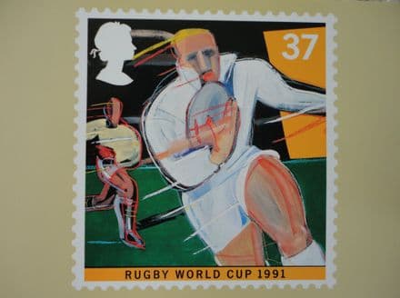 Rugby World Cup Stamp Postcard