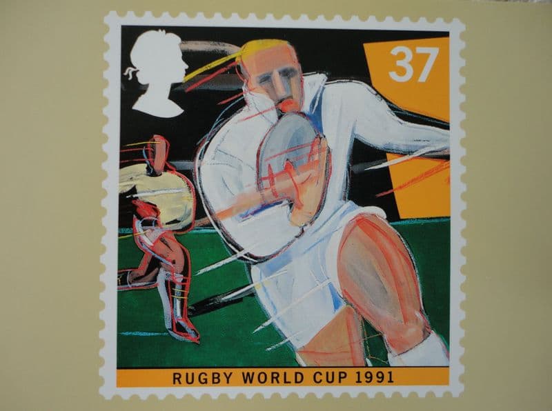 Rugby World Cup Stamp Postcard