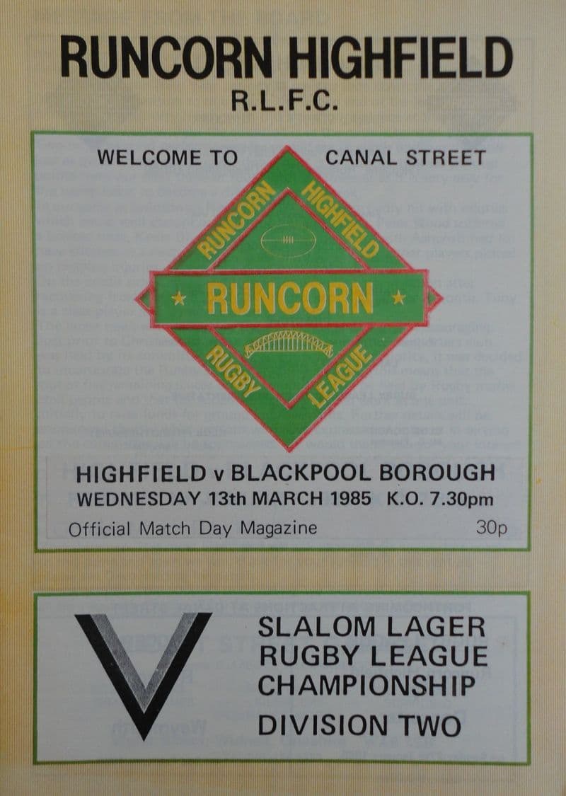 Runcorn Highfield v Blackpool Borough (1985, Mar 13th)