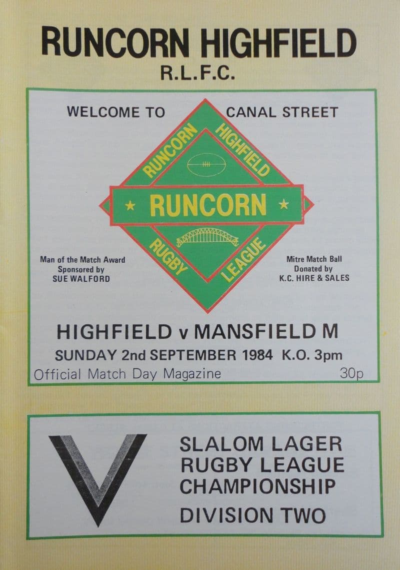 Runcorn Highfield v Mansfield Marksmen (1984, Sep 2nd)