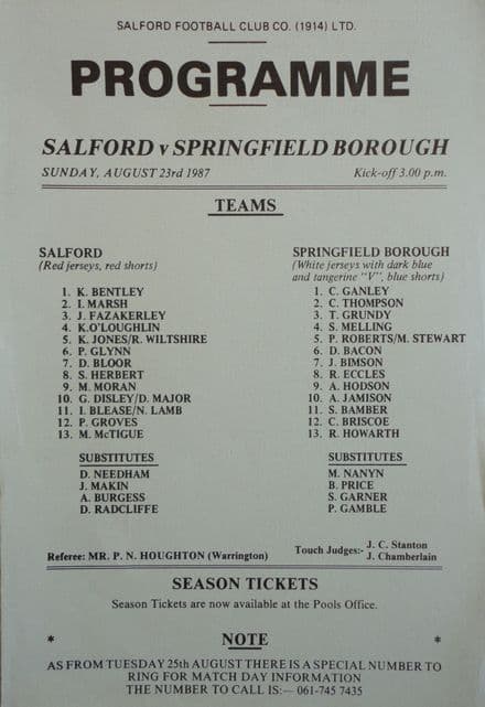 Salford v Springfield Borough (1987, Aug 23rd)