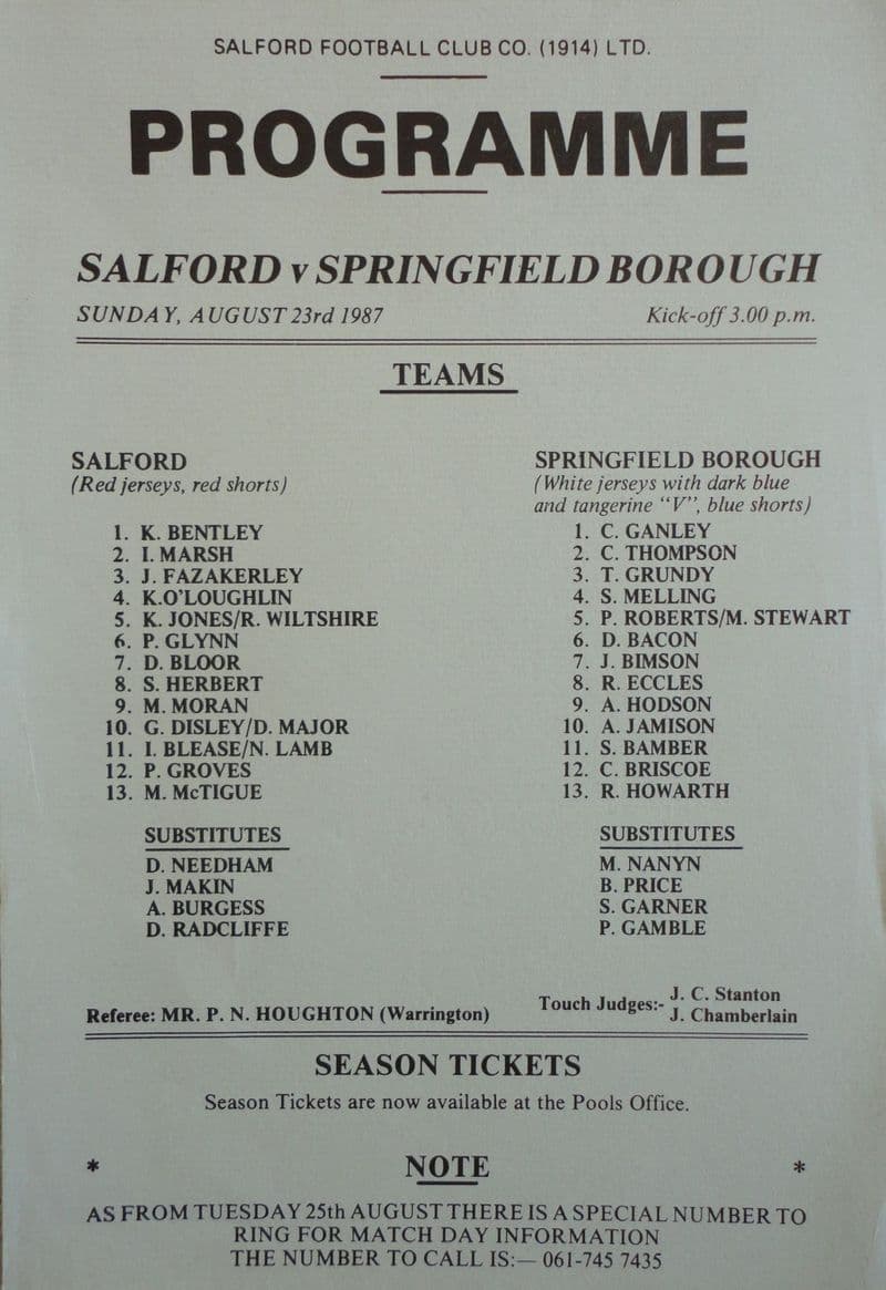Salford v Springfield Borough (1987, Aug 23rd)