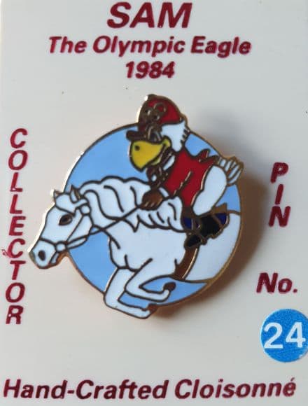 SAM The Olympic Eagle 1984 Enamel Pin Badge