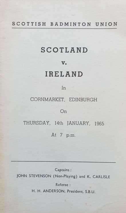 Scotland v Ireland Badminton (1965, Jan 14th)