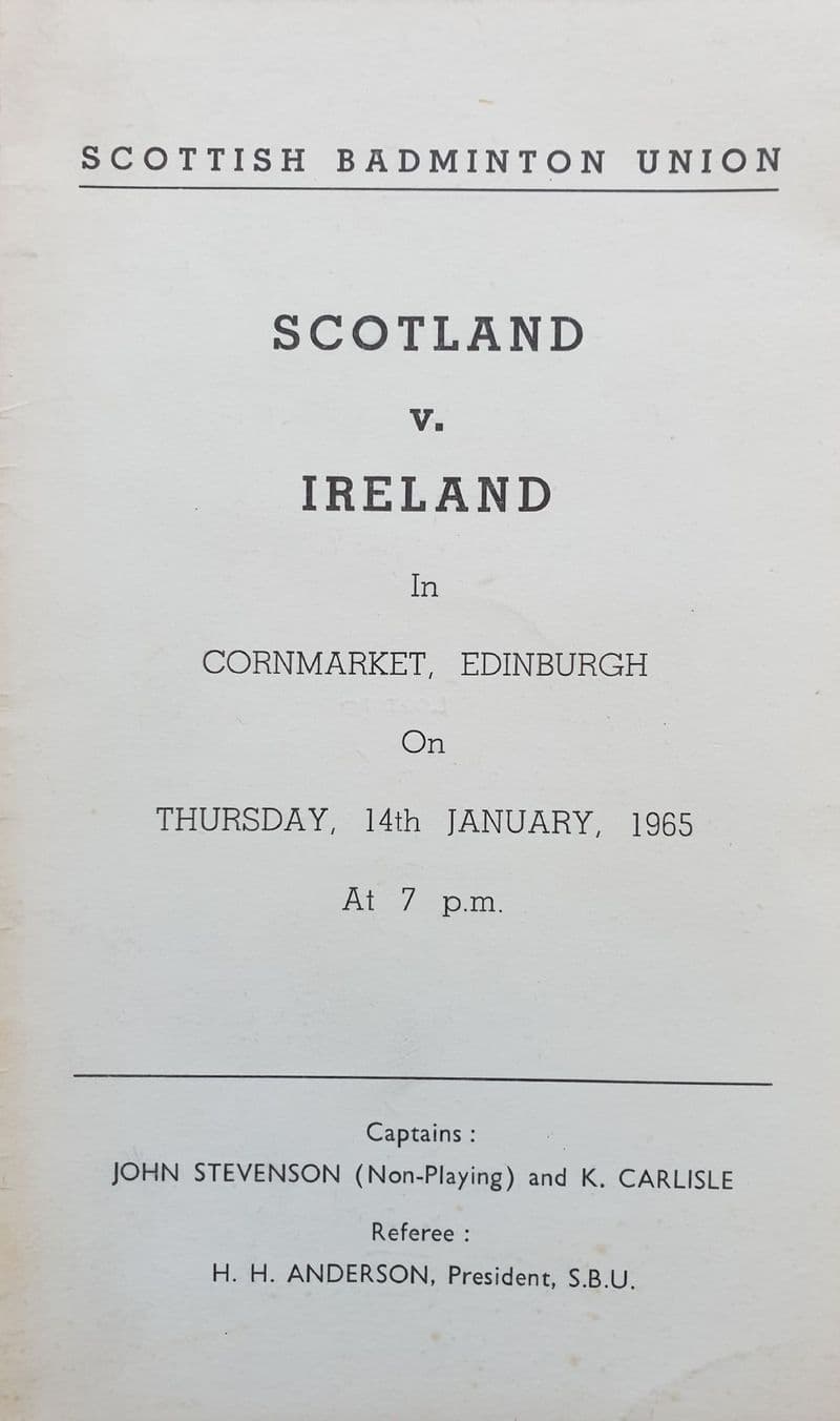Scotland v Ireland Badminton (1965, Jan 14th)