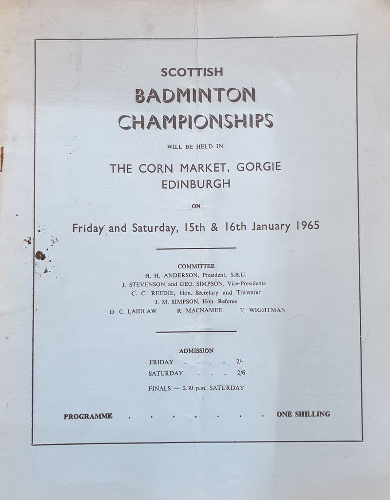 Scottish Badminton Championships (1965, Jan 15th-16th)