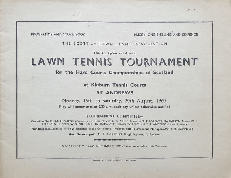 Scottish Hard Courts Championships (1960, Aug 15th-20th)