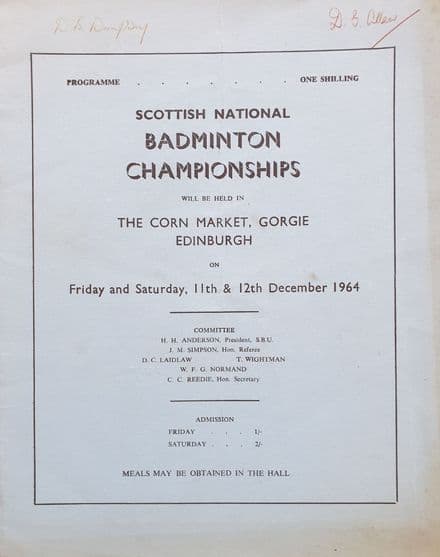 Scottish National Badminton Championships (1964, Dec 11th-12th)