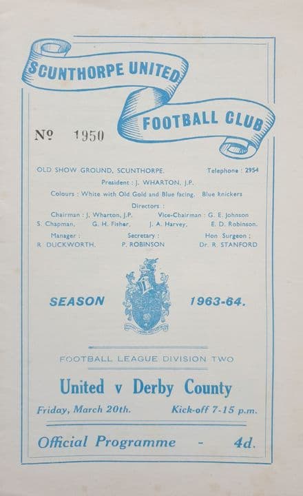 Scunthorpe v Derby, Div 2 (1964, Mar 20th)