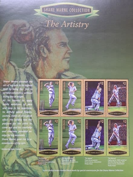Shane Warne Collection - The Artistry (2007) Grenada Commemorative Stamp Sheet