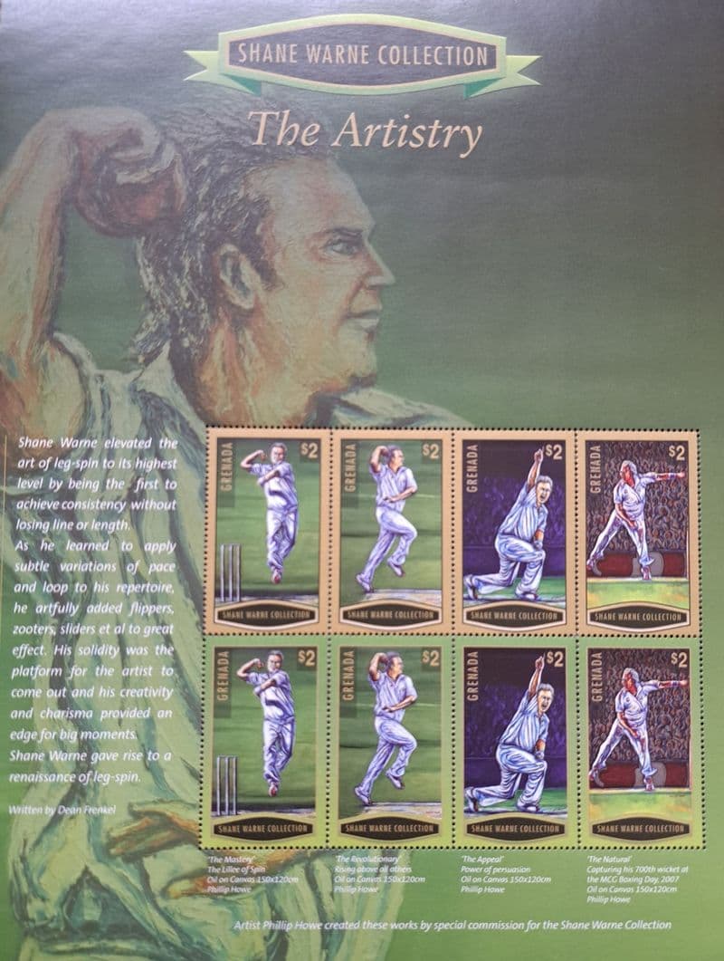 Shane Warne Collection - The Artistry (2007) Grenada Commemorative Stamp Sheet