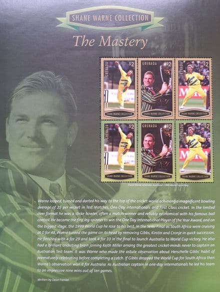 Shane Warne Collection - The Mastery (2007) Grenada Commemorative Stamp Sheet