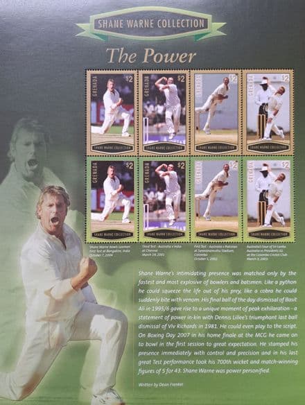 Shane Warne Collection - The Power (2007) Grenada Commemorative Stamp Sheet