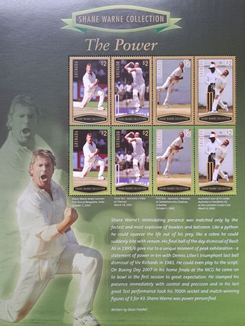 Shane Warne Collection - The Power (2007) Grenada Commemorative Stamp Sheet