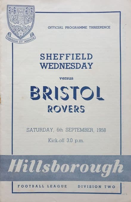 Sheffield Wed v Bristol Rovers, Div 2 (1958, Sep 6th)