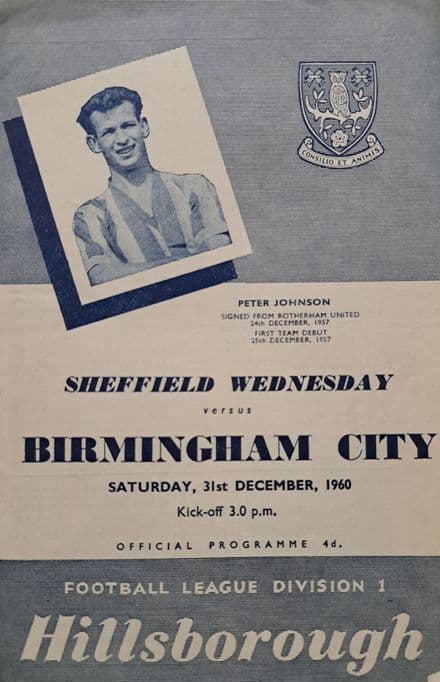 Sheffield Wednesday v Birmingham City, Div 1 (1960, Dec 31st)