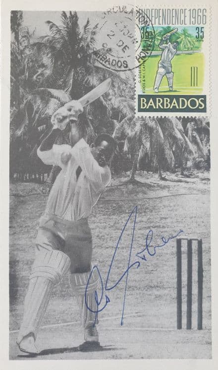 Sir Garfield Sobers Postcard (1966) SIGNED