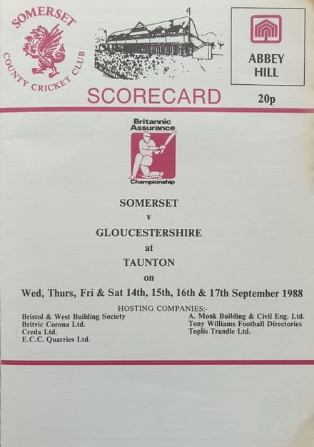 Somerset v Gloucestershire Scorecard (1988, Sep 14th-17th)