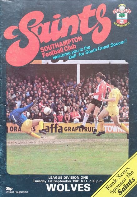 Southampton v Wolves, Div 1 (1981, Sep 1st)