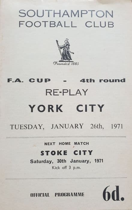 Southampton v York City, FA Cup Replay (1971, Jan 26th)
