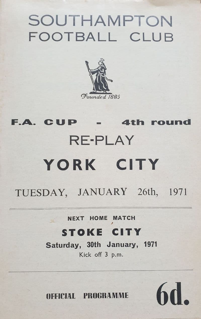 Southampton v York City, FA Cup Replay (1971, Jan 26th)