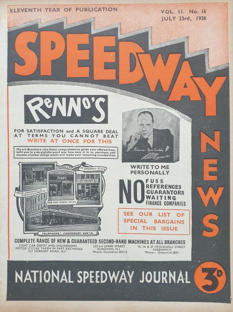 Speedway News Vol 11 No 16 (1938, Jul 23rd)