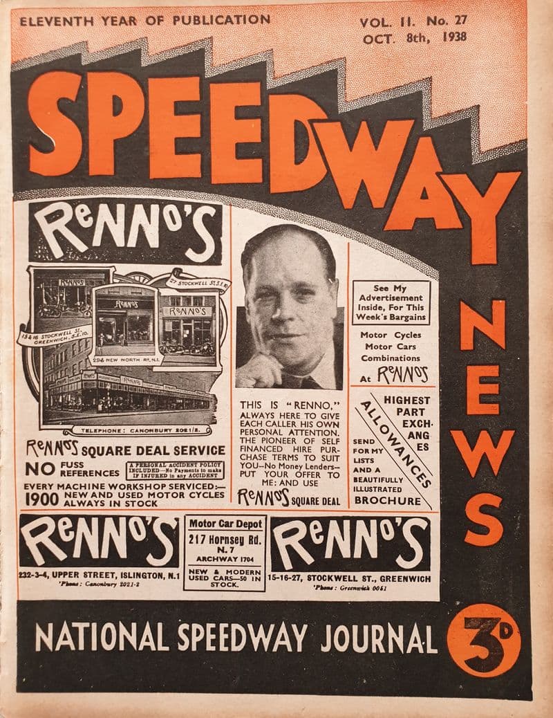 Speedway News Vol 11 No 27 (1938, Oct 8th)