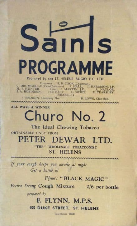 St Helens v Huddersfield (1962, March 3rd)