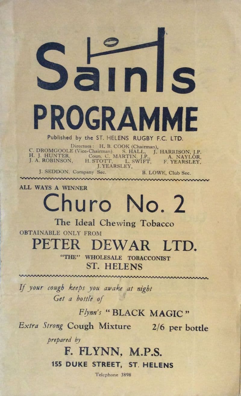 St Helens v Huddersfield (1962, March 3rd)