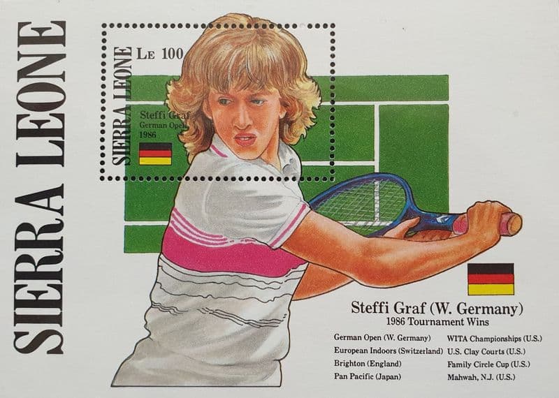 Steffi Graf Sierra Leone 100 Le Stamp (1987)