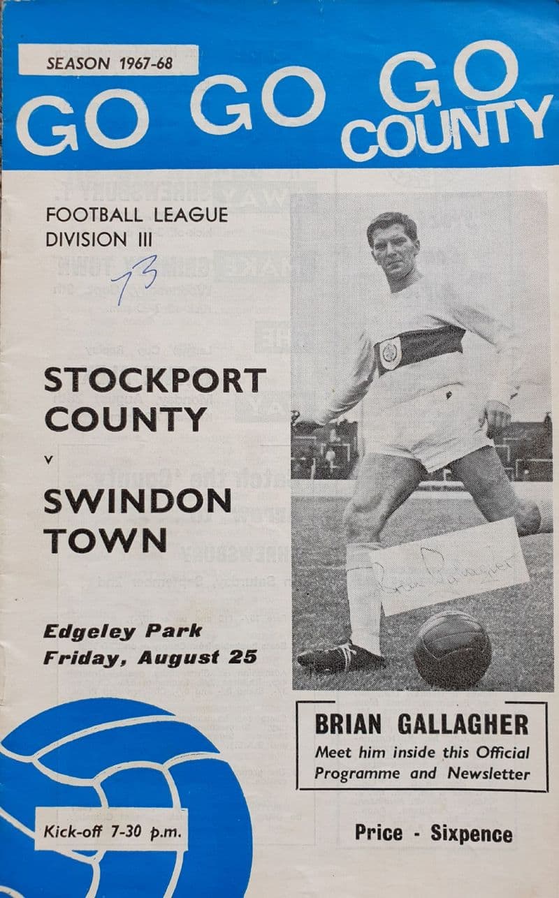 Stockport County v Swindon, Div 3 (1967, Aug 25th)