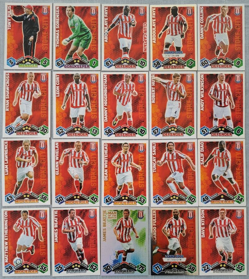 Stoke City, Match Attax Cards x 20 (2009-10)