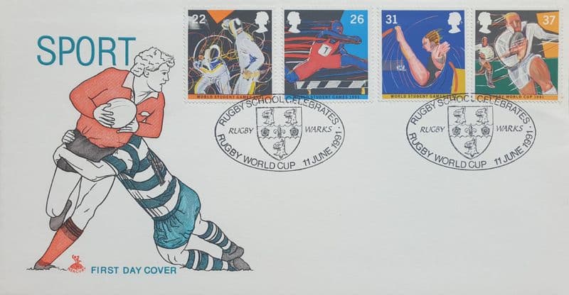 Student Games / Rugby World Cup First Day Cover (1991, Rugby School)