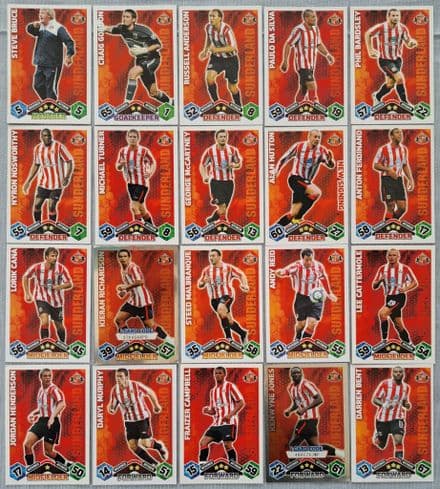 Sunderland, Match Attax Cards x 20 (2009-10)