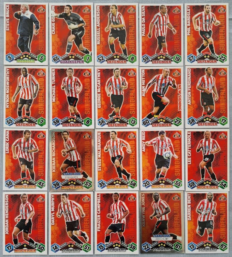 Sunderland, Match Attax Cards x 20 (2009-10)