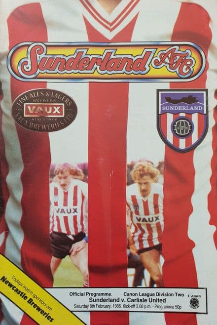 Sunderland v Carlisle, Div 2 (1986, Feb 8th)
