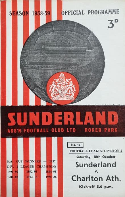 Sunderland v Charlton, Div 2 (1958, Oct 18th)