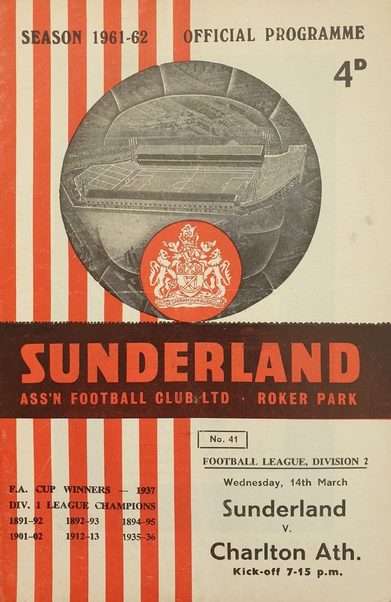Sunderland v Charlton, Div 2 (1962, Mar 14th)