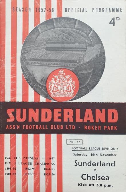 Sunderland v Chelsea, Div 1 (1957, Nov 16th)