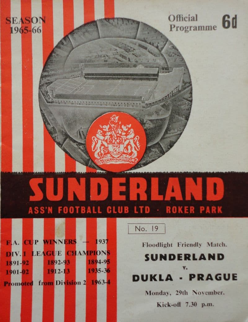 Sunderland v Dukla Prague, Friendly (1965, Nov 29th)