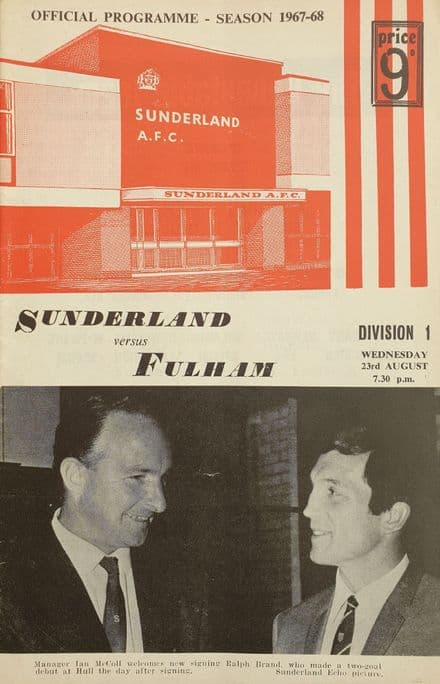 Sunderland v Fulham, Div 2 (1967, Aug 24th)