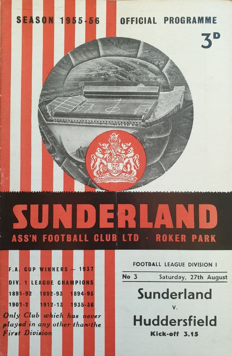 Sunderland v Huddersfield, Div 1 (1955, Aug 27th)