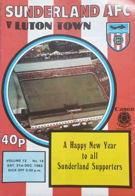 Sunderland v Luton Town, Div 1 (1983, Dec 31st)