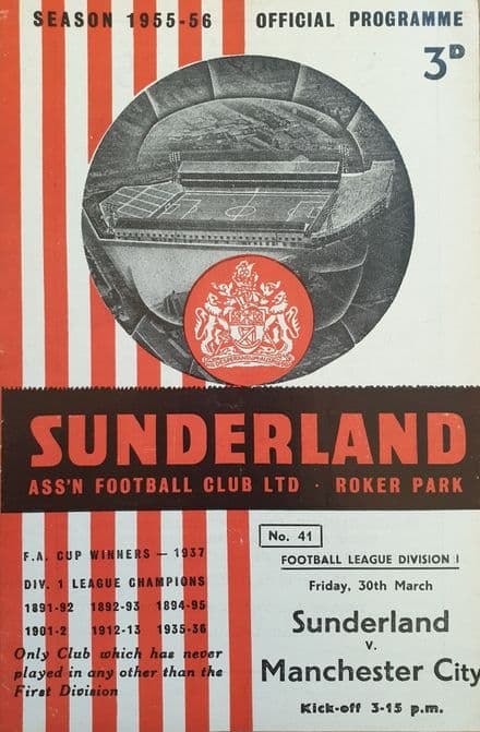 Sunderland v Manchester City, Div 1 (1956, Mar 30th)