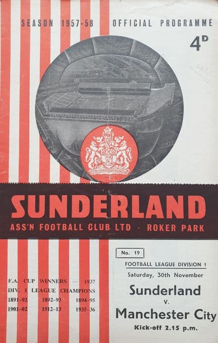 Sunderland v Manchester City, Div 1 (1957, Nov 30th)